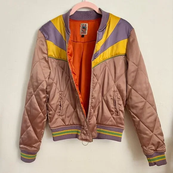 Classic Rock Couture Rising Sun Bomber Jacket in Dusty Rose, Size Small - Picture 5 of 9